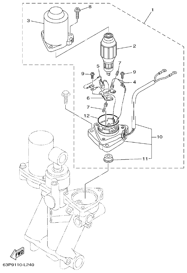 Yamaha F150FET, FL150FET POWER TRIM & TILT ASSY 2 parts diagram